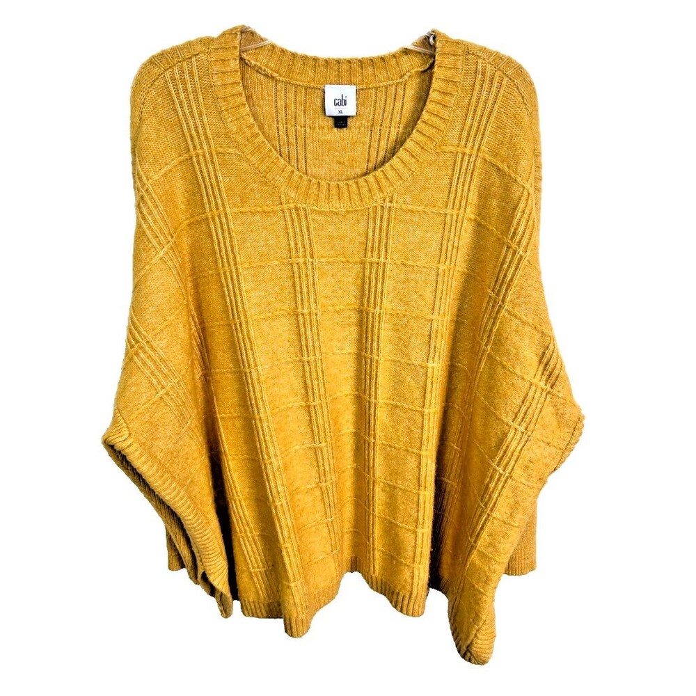 Cabi #4039 Women's Stitch Mix Pullover Sweater Mustard Yellow Sz XL Oversized